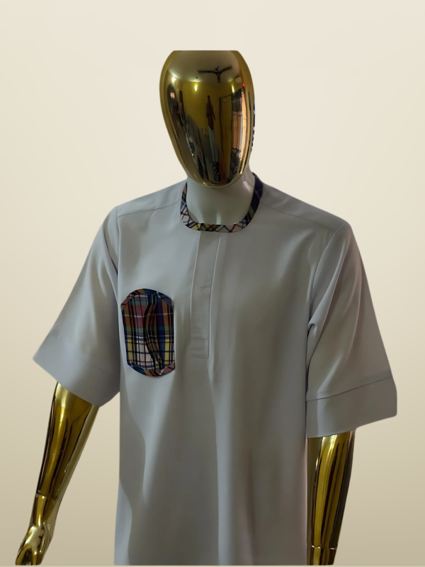 White Tunic with Plaid Accents - Image 2