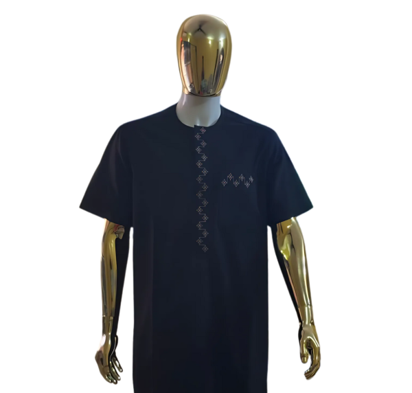 Modern Embroidered Black Tunic with Gold Accents - Image 3