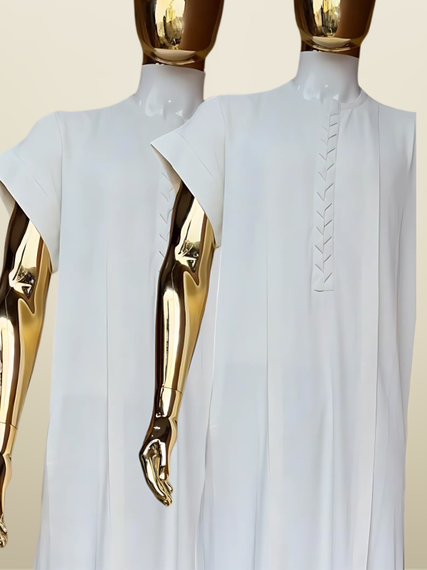 Modern Minimalist Kaftan with Gold Accents - Image 2