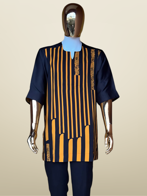 Navy and Mustard Striped Traditional Tunic