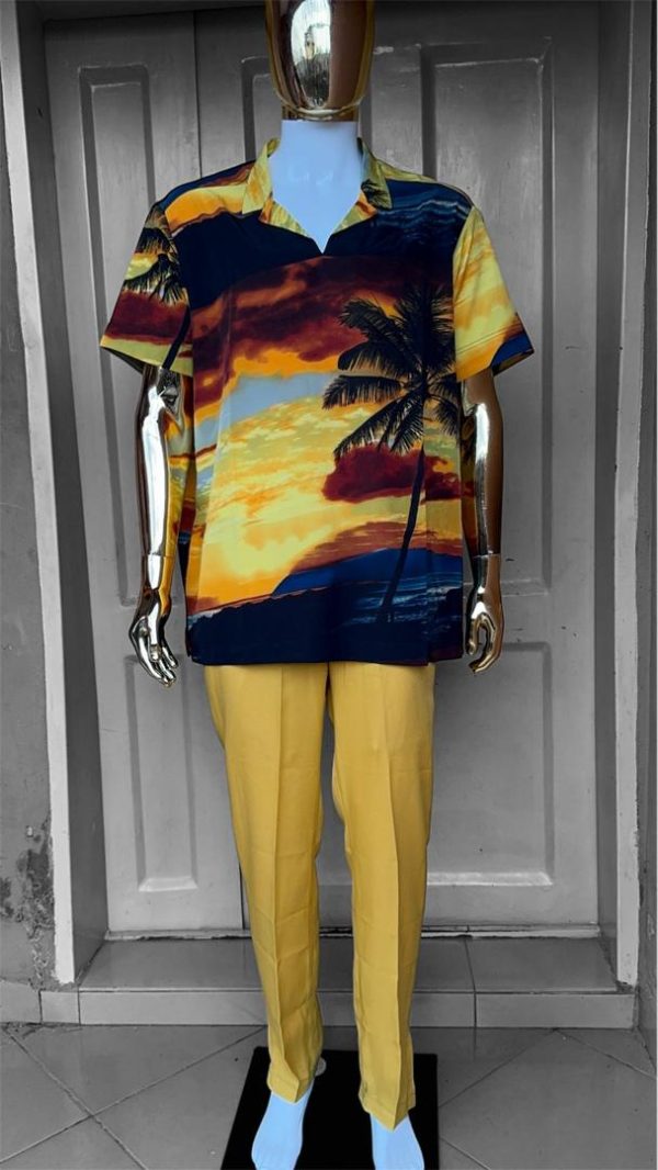 Tropical Sunset Shirt with Yellow Trousers - Image 2
